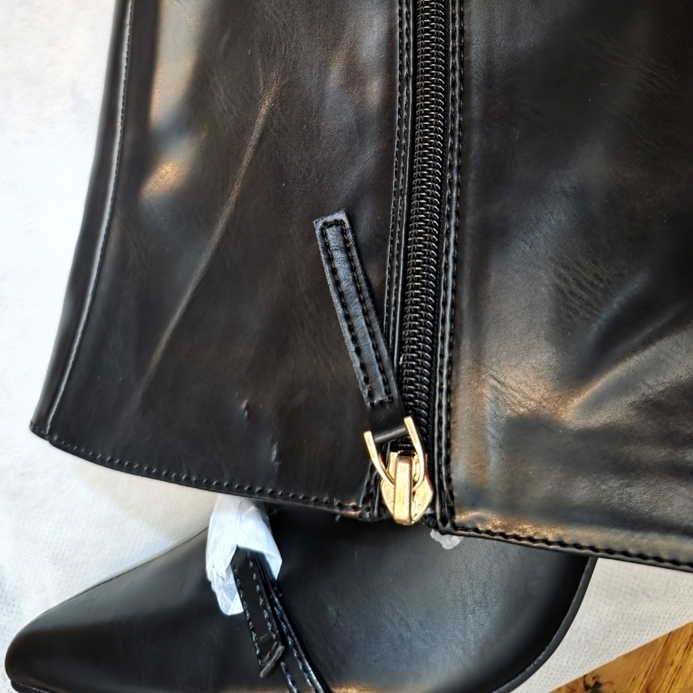 Coutgo Black Leather Sezy Heeled Boots Sz 7 New - Picture 6 of 6